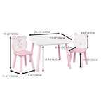 JVNOXK Ensemble Table et Chaises pour Enfants, Bureau en Bois 3 Pièces avec Dossier Animal, Table d'Activité pour Dessin, Apprentissage, Salle de Jeux ou Chambre de Bébé Rose