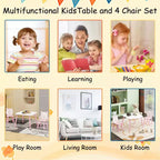JVNOXK Ensemble Table et Chaises pour Enfants, Bureau en Bois 3 Pièces avec Dossier Animal, Table d'Activité pour Dessin, Apprentissage, Salle de Jeux ou Chambre de Bébé Rose