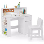 JOYMOR Bureaux et Chaises pour Enfants avec Étagère, Bureau d'Étude pour Enfants avec Meuble de Rangement, Table d'Ordinateur pour Étudiants pour Enfants de 5 à 12 Ans
