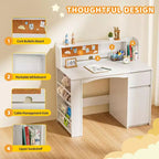 JOYMOR Bureaux et Chaises pour Enfants avec Étagère, Bureau d'Étude pour Enfants avec Meuble de Rangement, Table d'Ordinateur pour Étudiants pour Enfants de 5 à 12 Ans
