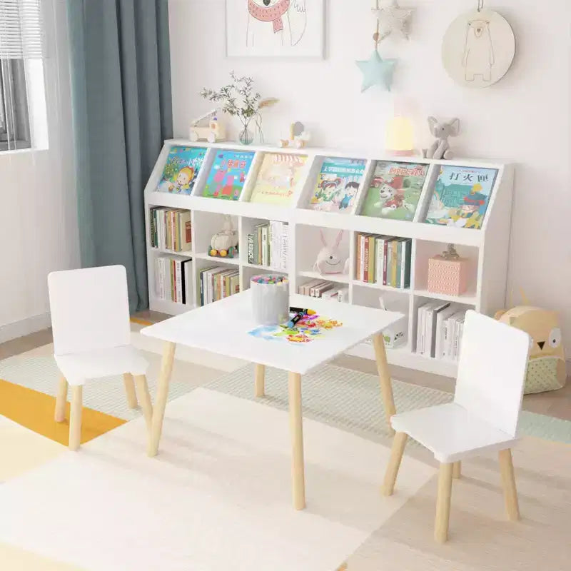 Table et 2 chaises pour enfants, ensemble table et chaises 3 pièces pour tout-petits, ensemble de table de jeu d'activités en bois (blanc)
