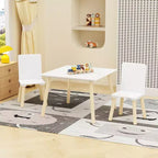 Table et 2 chaises pour enfants, ensemble table et chaises 3 pièces pour tout-petits, ensemble de table de jeu d'activités en bois (blanc)