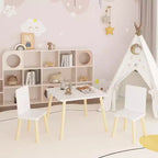 Table et 2 chaises pour enfants, ensemble table et chaises 3 pièces pour tout-petits, ensemble de table de jeu d'activités en bois (blanc)