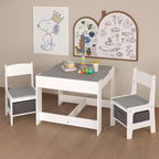 Ensemble Table et Chaises pour Enfants, Table d'Activités en Bois 3 en 1 avec Tiroir de Rangement pour Dessin, Lecture, Bricolage, Ensemble Table à Plateau Amovible 2 en 1
