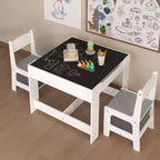 Ensemble Table et Chaises pour Enfants, Table d'Activités en Bois 3 en 1 avec Tiroir de Rangement pour Dessin, Lecture, Bricolage, Ensemble Table à Plateau Amovible 2 en 1