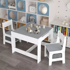Ensemble Table et Chaises pour Enfants, Table d'Activités en Bois 3 en 1 avec Tiroir de Rangement pour Dessin, Lecture, Bricolage, Ensemble Table à Plateau Amovible 2 en 1