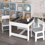 Ensemble Table et Chaises pour Enfants, Table d'Activités en Bois 3 en 1 avec Tiroir de Rangement pour Dessin, Lecture, Bricolage, Ensemble Table à Plateau Amovible 2 en 1