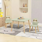 Ensemble table et chaises pour enfants avec 2 chaises mignonnes en forme de paresseux, table d'activités en bois pour tout-petits, ensemble de jeu et d'étude avec design animal mignon pour salle de jeux, chambre à coucher