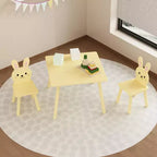 Ensemble Table et 2 Chaises Lapin pour Enfants, Table d'Activités en Bois pour Tout-petits, Set de Jeu et d'Étude au Design Animal Adorable pour Salle de Jeux