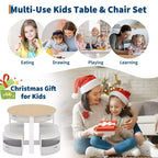 Ensemble Table et Chaises pour Enfants, 5 Pièces, Table Ronde Gigogne en Bois pour Enfants avec 4 Tabourets de Rangement et 4 Tiroirs en Tissu, Ensemble Table et Chaises pour Tout-Petits