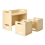 Etokfoks Montessori weaning table and chair set plywood construction adjustable height 26.2x14.2x20.5 in easy conversion natural