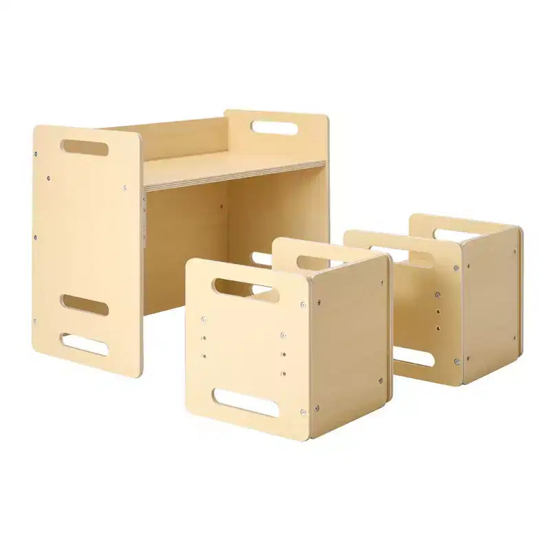 Etokfoks Montessori weaning table and chair set plywood construction adjustable height 26.2x14.2x20.5 in easy conversion natural