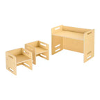 Ensemble table et chaise Montessori Etokfoks en contreplaqué, hauteur réglable, 26,2x14,2x20,5 po, conversion facile, naturel