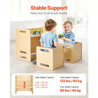 Ensemble table et chaise Montessori Etokfoks en contreplaqué, hauteur réglable, 26,2x14,2x20,5 po, conversion facile, naturel