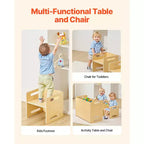 Ensemble table et chaise Montessori Etokfoks en contreplaqué, hauteur réglable, 26,2x14,2x20,5 po, conversion facile, naturel