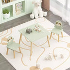 Table et chaises en bois Etokfoks Sloth pour enfants avec 2 chaises animaux Vert sauge pour salle de jeux, chambre, salle de classe