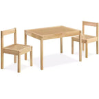 Etokfoks Ensemble de 3 pièces table et deux chaises pour enfants en bois massif, conception peu encombrante naturelle pour les activités artistiques, artisanales et de salle de jeux