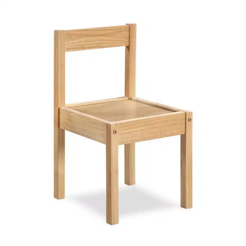 Etokfoks Ensemble de 3 pièces table et deux chaises pour enfants en bois massif, conception peu encombrante naturelle pour les activités artistiques, artisanales et de salle de jeux