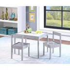 Etokfoks Ensemble Table et Deux Chaises Effaçables à Sec 3 Pièces pour Enfants Bois Massif Gris Construction Durable Facile à Nettoyer Espace Créatif pour l'Art et le Jeu