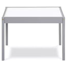 Etokfoks Ensemble Table et Deux Chaises Effaçables à Sec 3 Pièces pour Enfants Bois Massif Gris Construction Durable Facile à Nettoyer Espace Créatif pour l'Art et le Jeu