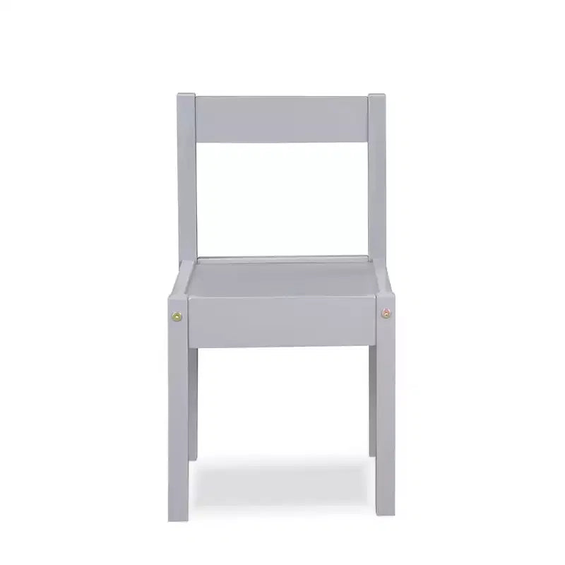 Etokfoks Ensemble Table et Deux Chaises Effaçables à Sec 3 Pièces pour Enfants Bois Massif Gris Construction Durable Facile à Nettoyer Espace Créatif pour l'Art et le Jeu