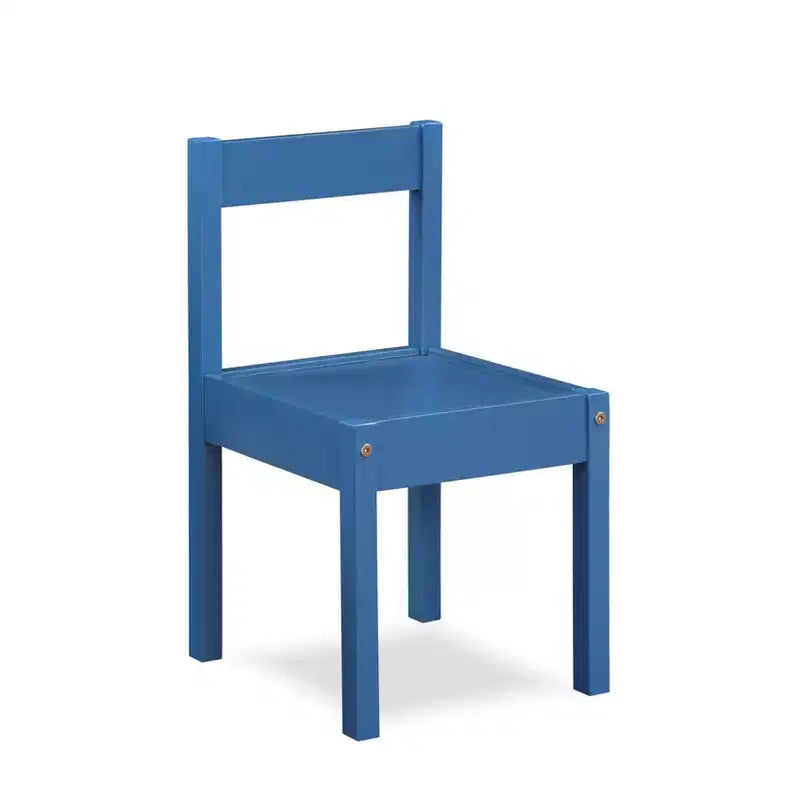 Etokfoks Ensemble de 3 pièces : Table et deux chaises pour enfants, surface effaçable à sec, bleu foncé, bois massif séché au four, finition durable pour activités créatives