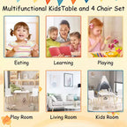 Ensemble table et 2 chaises Etokfoks pour enfants - Bois massif et MDF - Blanc - Table 60 x 60 x 44 cm - Chaises 34 x 30 x 51 cm