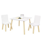 Ensemble table et 2 chaises Etokfoks pour enfants - Bois massif et MDF - Blanc - Table 60 x 60 x 44 cm - Chaises 34 x 30 x 51 cm