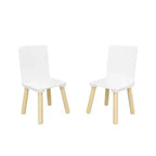 Ensemble table et 2 chaises Etokfoks pour enfants - Bois massif et MDF - Blanc - Table 60 x 60 x 44 cm - Chaises 34 x 30 x 51 cm