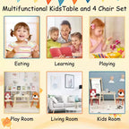 Ensemble table et 2 chaises Etokfoks pour enfants Blanc Orange Bois massif MDF Table 60x60x44 cm Chaises 34x34x51 cm 3 pièces