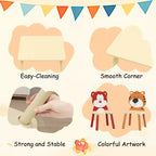 Ensemble table et 2 chaises Etokfoks pour enfants Blanc Orange Bois massif MDF Table 60x60x44 cm Chaises 34x34x51 cm 3 pièces