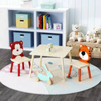 Ensemble table et 2 chaises Etokfoks pour enfants Blanc Orange Bois massif MDF Table 60x60x44 cm Chaises 34x34x51 cm 3 pièces