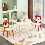 Ensemble table et 2 chaises Etokfoks pour enfants Blanc Orange Bois massif MDF Table 60x60x44 cm Chaises 34x34x51 cm 3 pièces