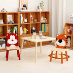 Ensemble table et 2 chaises Etokfoks pour enfants Blanc Orange Bois massif MDF Table 60x60x44 cm Chaises 34x34x51 cm 3 pièces