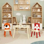 Ensemble table et 2 chaises Etokfoks pour enfants Blanc Orange Bois massif MDF Table 60x60x44 cm Chaises 34x34x51 cm 3 pièces