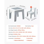 JVNOXK Table et chaises d'activités 4 en 1 pour enfants Plateau double face : un côté pour dessiner, un côté pour les blocs de construction Comprend un espace de rangement Blanc
