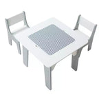 JVNOXK Table et chaises d'activités 4 en 1 pour enfants Plateau double face : un côté pour dessiner, un côté pour les blocs de construction Comprend un espace de rangement Blanc