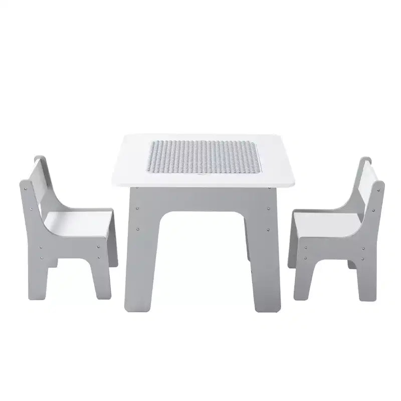 JVNOXK Table et chaises d'activités 4 en 1 pour enfants Plateau double face : un côté pour dessiner, un côté pour les blocs de construction Comprend un espace de rangement Blanc