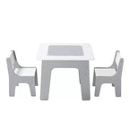 JVNOXK Table et chaises d'activités 4 en 1 pour enfants Plateau double face : un côté pour dessiner, un côté pour les blocs de construction Comprend un espace de rangement Blanc