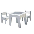JVNOXK Table et chaises d'activités 4 en 1 pour enfants Plateau double face : un côté pour dessiner, un côté pour les blocs de construction Comprend un espace de rangement Blanc