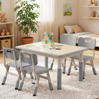 Ensemble table et 4 chaises Kinder King pour enfants, table d'activités à hauteur réglable, surface de dessin facile à nettoyer, pieds antidérapants, rectangulaire 80 cm