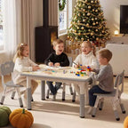 Ensemble table et 4 chaises Kinder King pour enfants, table d'activités à hauteur réglable, surface de dessin facile à nettoyer, pieds antidérapants, rectangulaire 80 cm