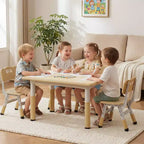 Ensemble table et 4 chaises Kinder King pour enfants, table d'activités à hauteur réglable, surface de dessin facile à nettoyer, pieds antidérapants, rectangulaire 80 cm