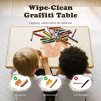 Ensemble table et 4 chaises Kinder King pour enfants, table d'activités à hauteur réglable, surface de dessin facile à nettoyer, pieds antidérapants, rectangulaire 80 cm