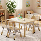 Ensemble table et 4 chaises Kinder King pour enfants, table d'activités à hauteur réglable, surface de dessin facile à nettoyer, pieds antidérapants, rectangulaire 80 cm