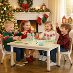 Ensemble table et 4 chaises Kinder King pour enfants, table d'activités à hauteur réglable, surface de dessin facile à nettoyer, pieds antidérapants, rectangulaire 80 cm