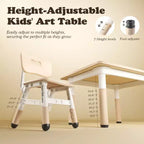 Ensemble table et 4 chaises Kinder King pour enfants, table d'activités à hauteur réglable, surface de dessin facile à nettoyer, pieds antidérapants, rectangulaire 80 cm