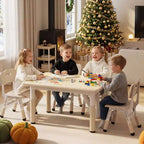 Ensemble table et 4 chaises Kinder King pour enfants, table d'activités à hauteur réglable, surface de dessin facile à nettoyer, pieds antidérapants, rectangulaire 80 cm
