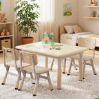 Ensemble table et 4 chaises Kinder King pour enfants, table d'activités à hauteur réglable, surface de dessin facile à nettoyer, pieds antidérapants, rectangulaire 80 cm