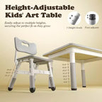 Ensemble table et 4 chaises Kinder King pour enfants, table d'activités à hauteur réglable, surface de dessin facile à nettoyer, pieds antidérapants, rectangulaire 80 cm